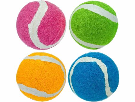 Multipet Minipet Squeaky Tennis Balls Dog Toy Assorted Colors 4pk 2.5  For Sale