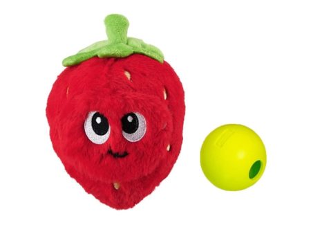 Nina Ottosson Fruity Findz Strawberry TNT Interactive Plush Dog Puzzle Toy Red on Sale