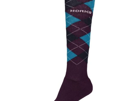 HORKA Socken Diamant Check Aubergine Fashion