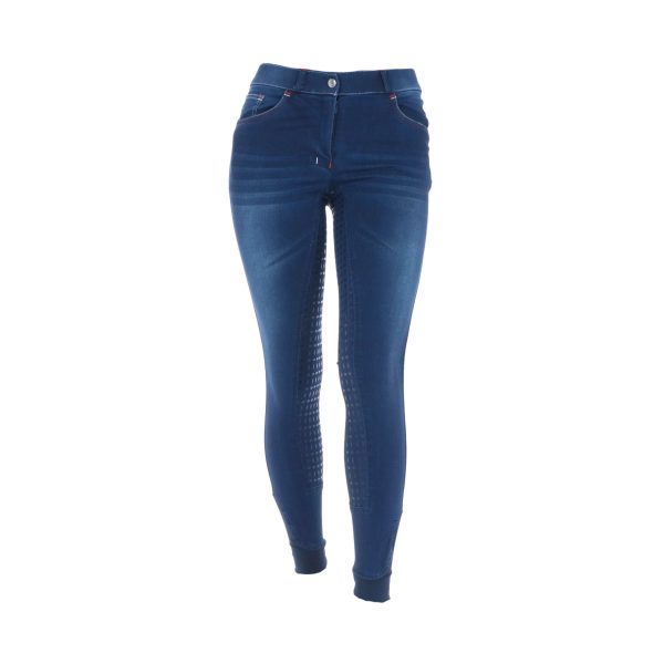 HKM Reithose Summer Demin Easy 3 4 Silikon Besatz Jeansblau Fashion