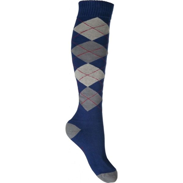 HKM Reitsocken Karo Warming Up Blau Grau kariert Hot on Sale