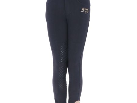 HKM Reithose Kids Easy Silikon Kniebesatz Dunkelblau For Sale