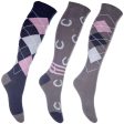 HKM Reitsocken Cardiff Set von 3 Grau Blau Discount