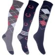 HKM Reitsocken Cardiff Set von 3 Dunkelblau Rot For Discount