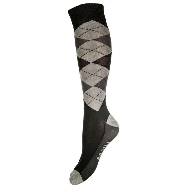 HKM Reitsocken Check Classico Schwarz Grau Anthrazit Cheap