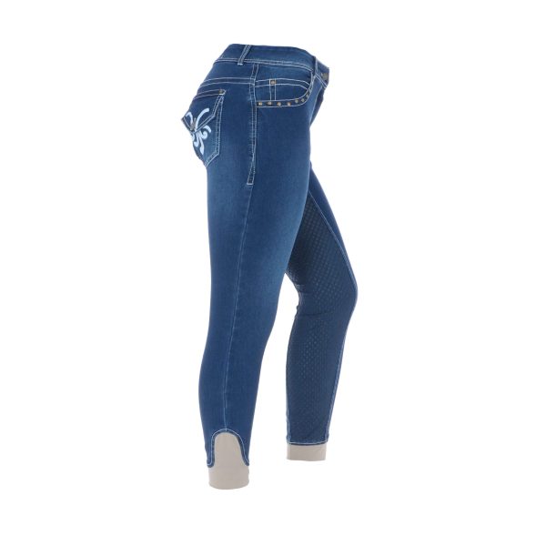 HKM Reithose Pasadena Summer Denim Silikon vollbesatz Jeans Blau on Sale