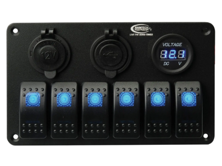 6 Way Blue LED Switch Panel with Fuses Sale