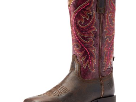 Ariat Westernstiefel Round Up Back Zip Damen Worn Mocha Rasberry Supply